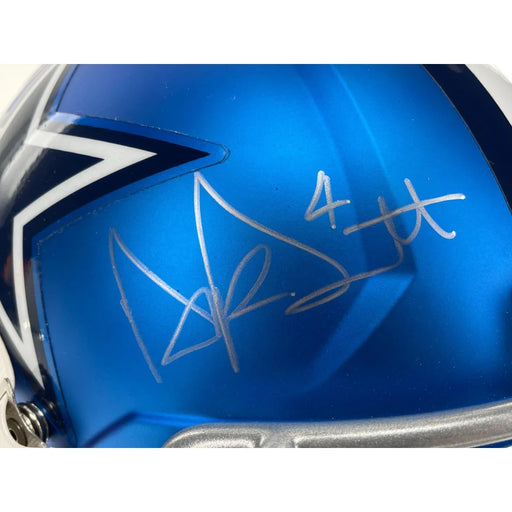 Dak Prescott Autographed Dallas Cowboys Full Size Blaze Helmet JSA COA Signed