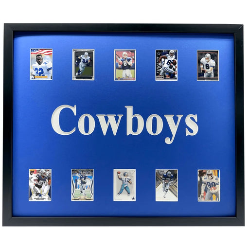 Dallas Cowboys Framed 10 Football Card Collage Lot Staubach Aikman Prescott Zeke