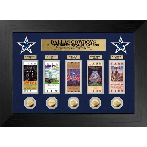 Dallas Cowboys Super Bowl Champions Tickets & Silver Coins Collection Frame Collage