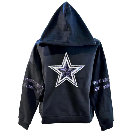 Dallas Cowboys Women’s Cuce Sequin Cropped Pullover Hoodie