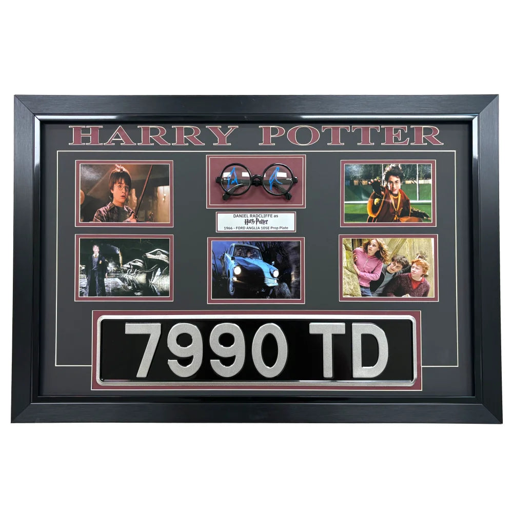 Daniel Radcliffe Signed Glasses Harry Potter Photos Framed BAS COA Autographed