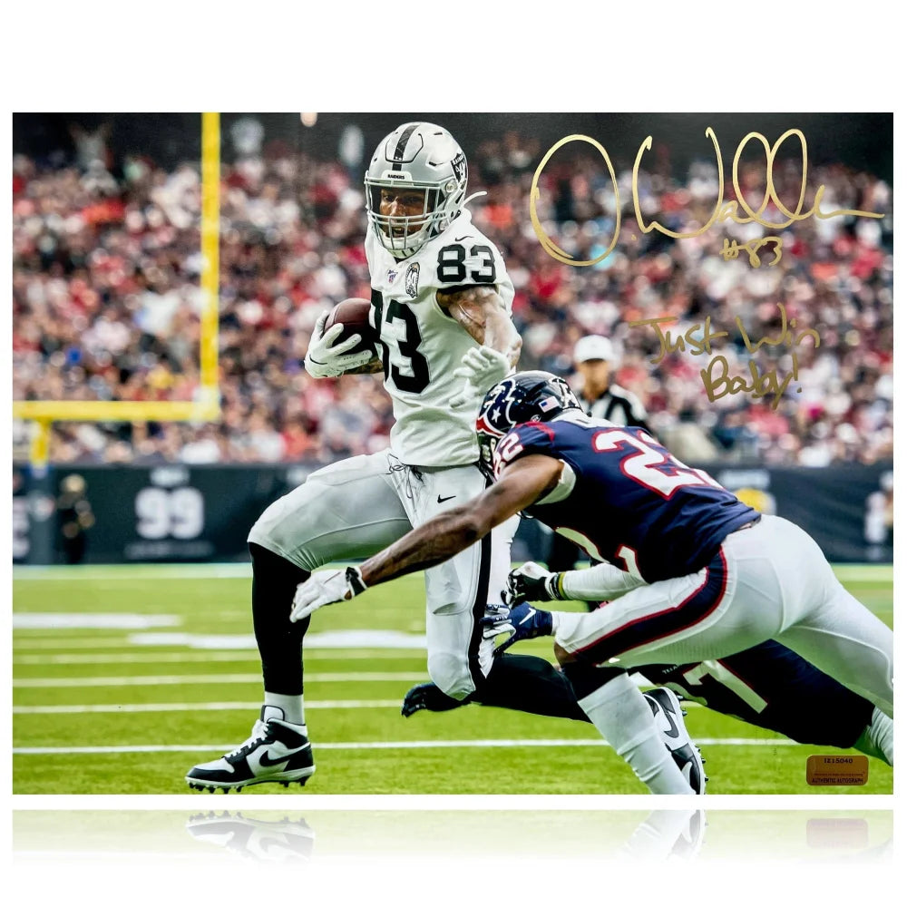 Darren Waller Autographed Las Vegas Raiders 11x14 Photo Inscribed ’Just Win Baby’ COA