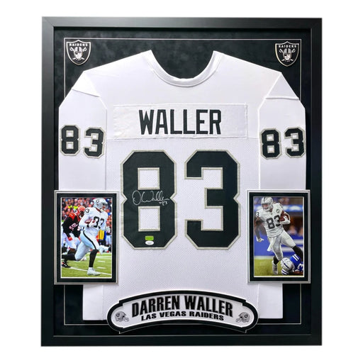 Darren Waller Autographed Las Vegas Raiders Framed White Jersey COA JSA Signed LV