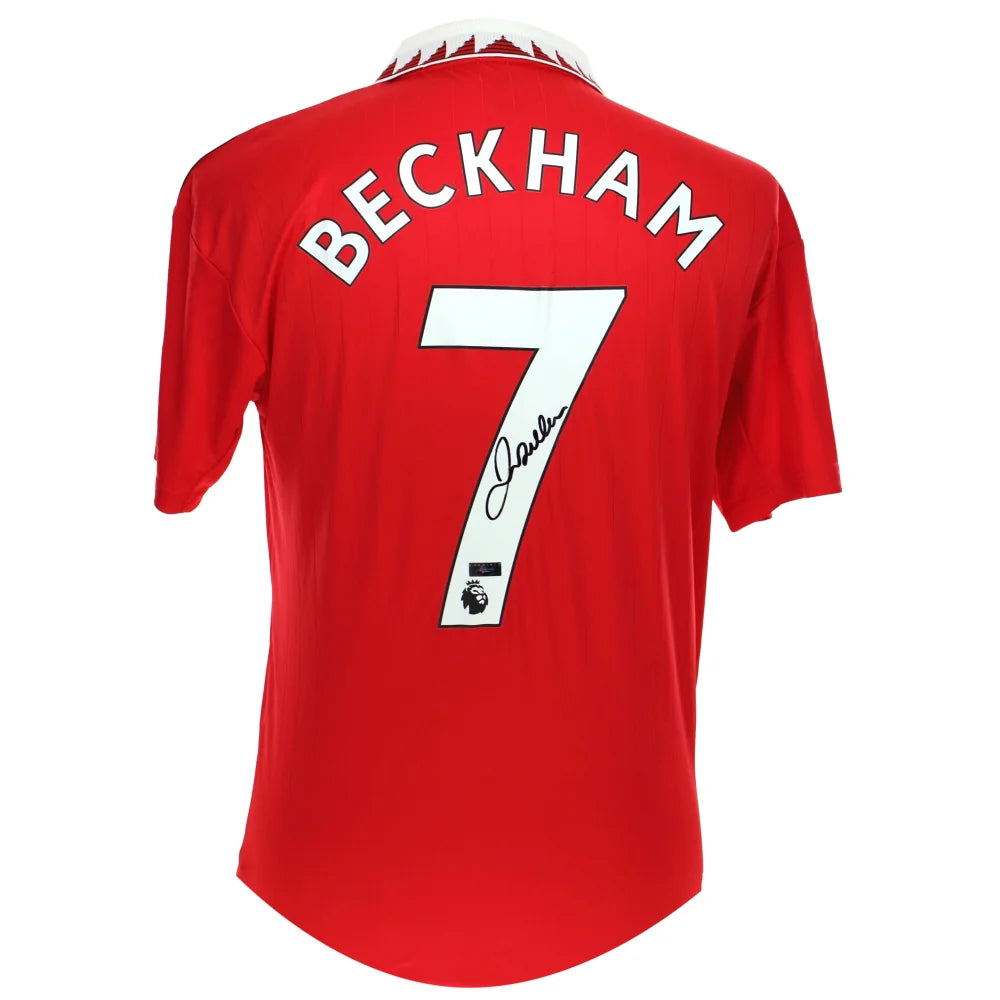 David Beckham Autographed Manchester United Red Adidas Jersey Panini COA Signed ManU