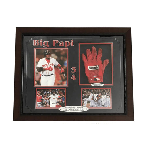 David Ortiz Game Used Batting Glove Framed COA Fanatics Red Sox Autograph 8X