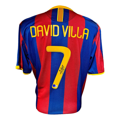 David Villa Barcelona Soccer Jersey BAS COA Signed Spain