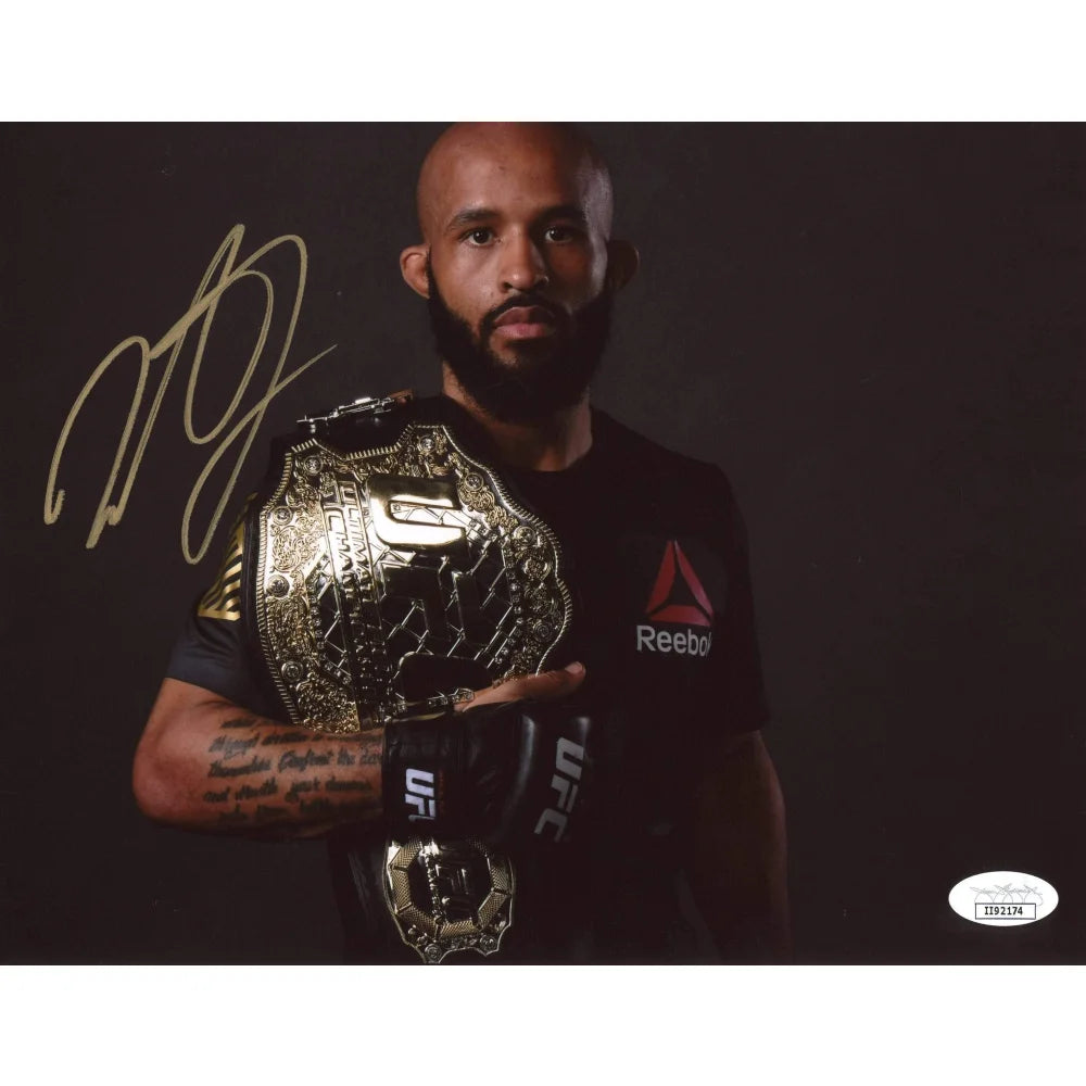 Demetrious Johnson Hand Signed 8x10 Photo UFC Fighter JSA COA Autograph Mighty Mouse Belt