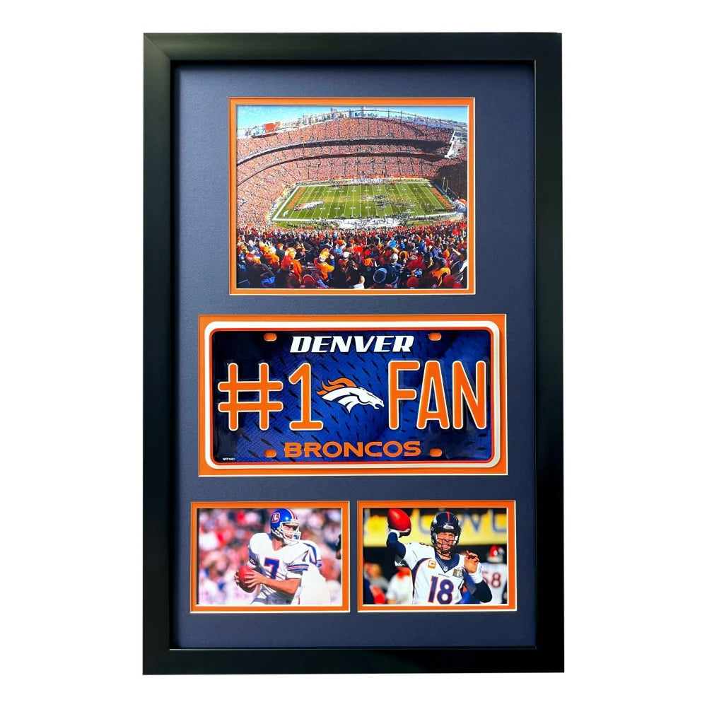 Denver Broncos Fan License Plate Framed Collage Memorabilia Elway Manning