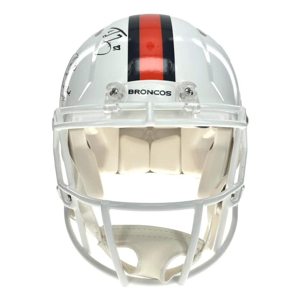 Denver Broncos Signed John Elway Shannon Sharpe Ed Mccaffrey Rod Smith Helmet
