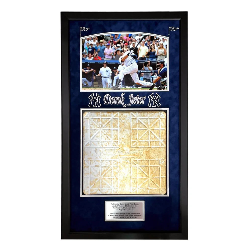 Derek Jeter Game Used NY Yankees Base Framed COA MLB Steiner 8/27/12 Memorabilia