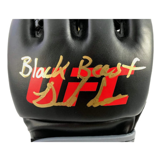 Derrick Lewis Signed UFC Black Glove Inscribed ’Black Beast’ Autograph COA JSA