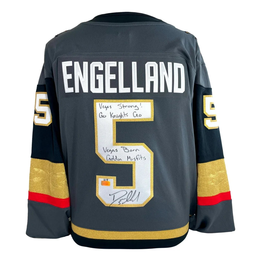 Deryk Engelland Autographed Inscribed x5 Vegas Golden Knights Jersey #D/5 COA