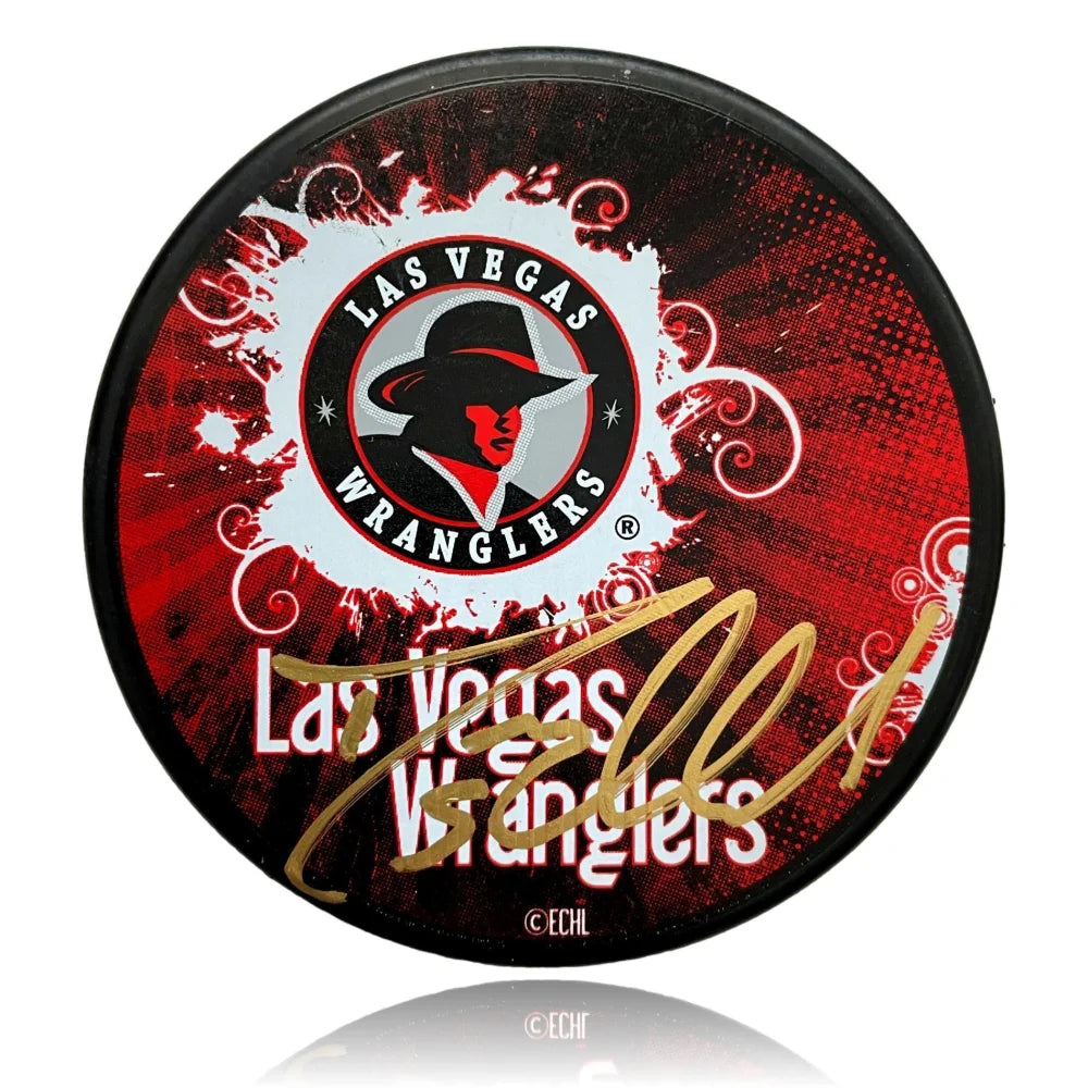 Deryk Engelland Autographed Las Vegas Wranglers Puck COA Inscriptagraphs Signed Golden Knights