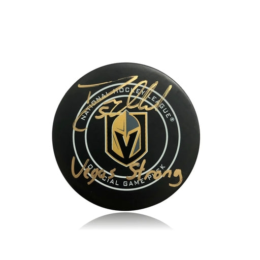 Deryk Engelland Signed Inscribed Authentic ’Vegas Strong’ Puck COA BAS Vegas Golden Knights VGk