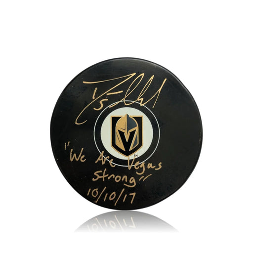 Deryk Engelland Signed Vegas Golden Knights Inscribed ’Strong’ Puck W/ Case JSA COA VGK