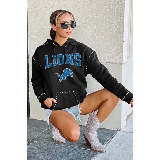 Detroit Lions Women’s Gameday Couture Studded Catch the Vibe Pullover Hoodie