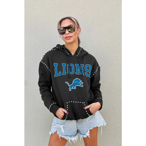 Detroit Lions Women’s Gameday Couture Studded Catch the Vibe Pullover Hoodie