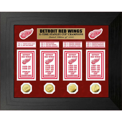 Detroit Red Wings Stanley Cup Banners / Gold Coin Framed Collage