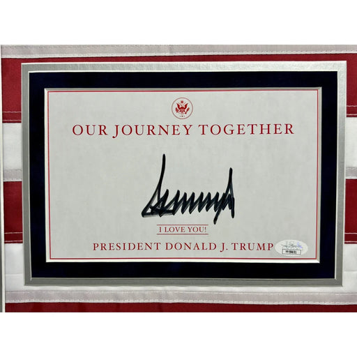 Donald Trump Autographed USA Flag Framed with Butler PA Newspaper JSA Assassination Signed President