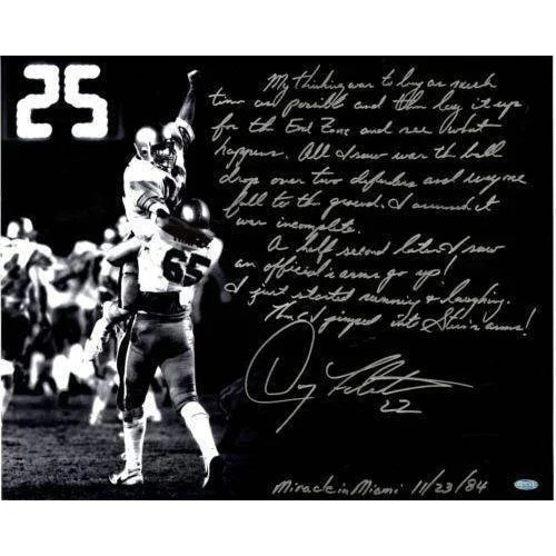 Doug Flutie Handwritten/Signed Hail Mary Over Miami Boston College 16X20 Story Photo Steiner