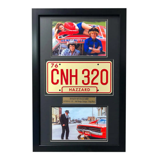 ’Dukes of Hazzard’ Dodge Charger Movie Car License Plate Framed Collage General Lee