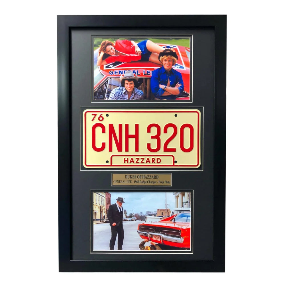 ’Dukes of Hazzard’ Dodge Charger Movie Car License Plate Framed Collage General Lee