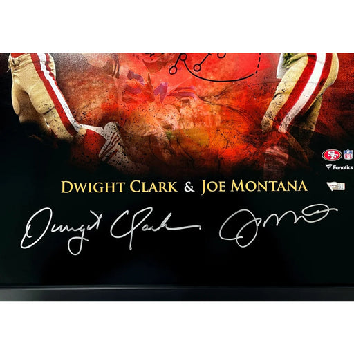 Dwight Clark & Joe Montana Signed The Catch Sketch 20x24 Photo Framed COA 49ers Autographed