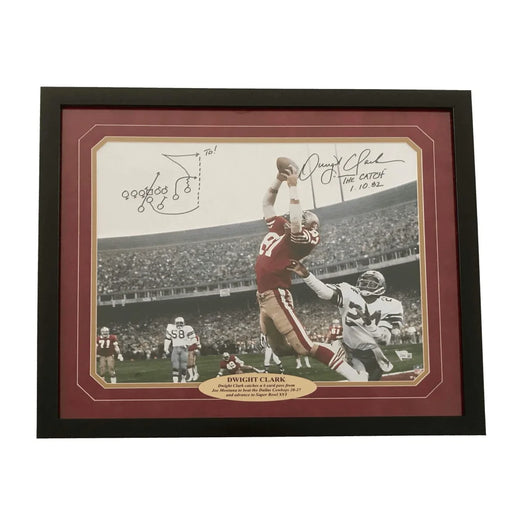 Dwight Clark Signed Hand Drawn ’The Catch’ Framed 16X20 Photo COA 49ers