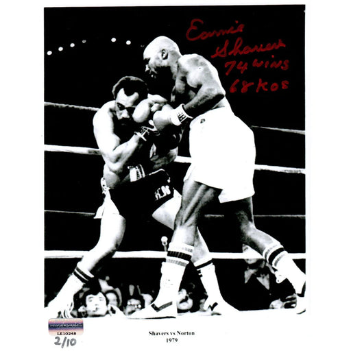 Earnie Shavers Signed 8x10 Photo vs. Ken Norton Inscribed Wins Knockouts #D/10 COA Inscriptagraphs