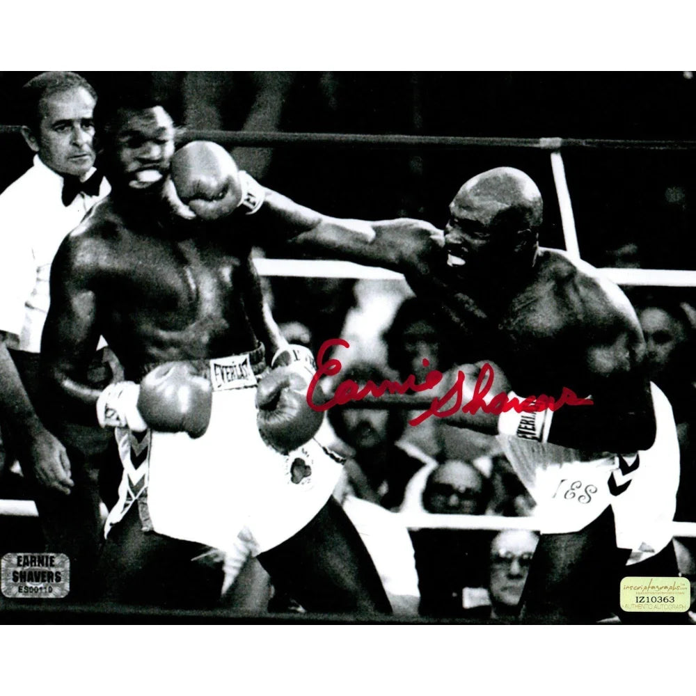 Earnie Shavers Signed 8x10 Photo vs. Larry Holmes COA Inscriptagraphs Autograph