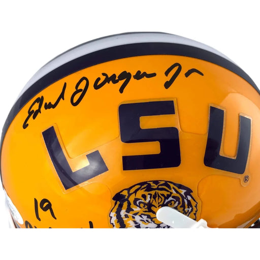 Ed Orgeron Signed LSU Yellow Mini Helmet Inscribed ’19 Champs’ JSA COA Autograph