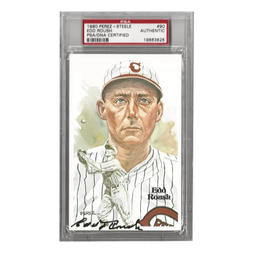 Edd Roush Signed 1980 Perez Steele #90 Postcard Psa Coa Cincinnati Reds ...