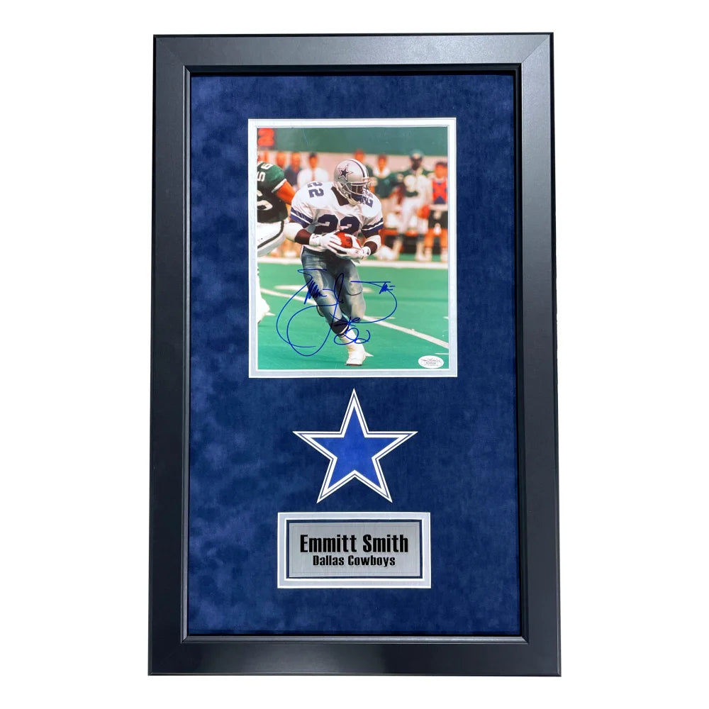 Emmitt Smith Autographed Dallas Cowboys 8x10 Photo Collage Framed JSA COA Signed