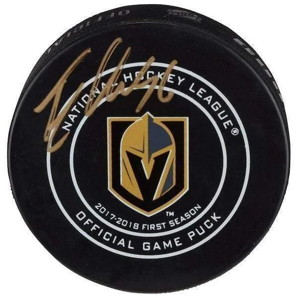 Erik Haula Signed Vegas Golden Knights Puck W/ Case COA VGK Autograph