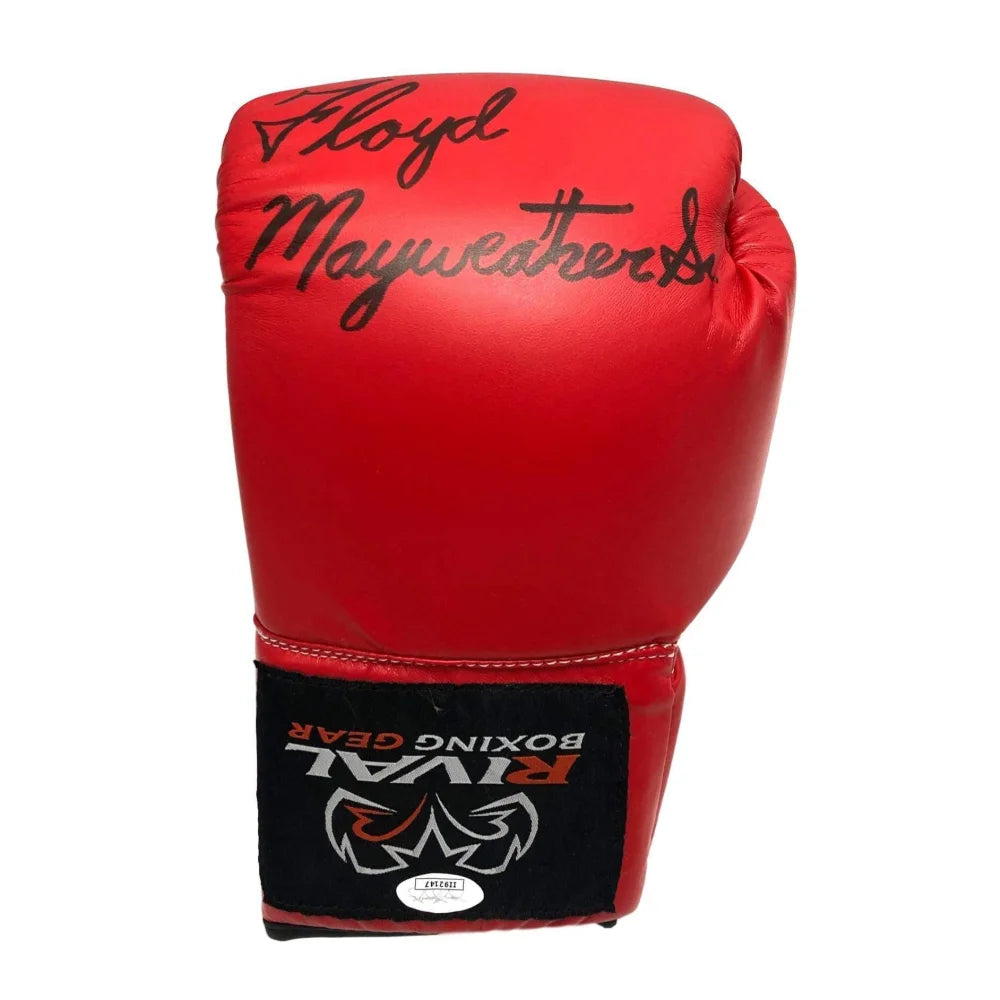 Floyd Mayweather Sr. Hand Signed Rival Boxing Glove JSA COA Autograph Red