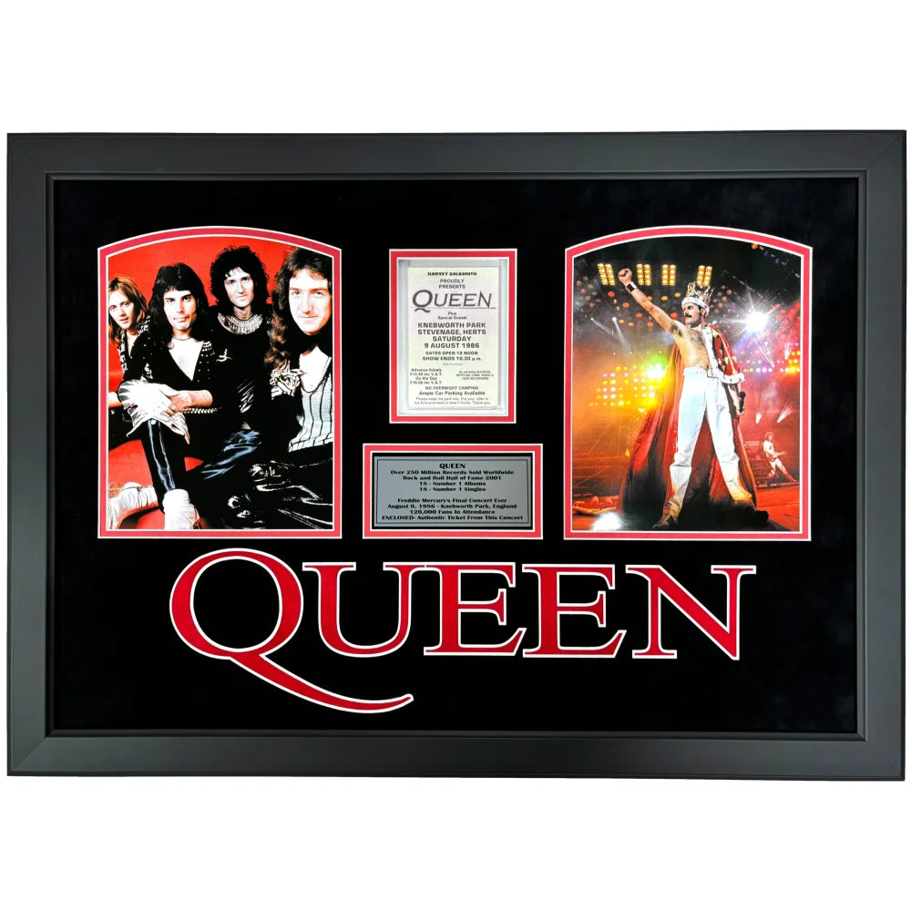 Freddie Mercury Queen Authentic Last Concert Ever Ticket PSA COA Framed Collage