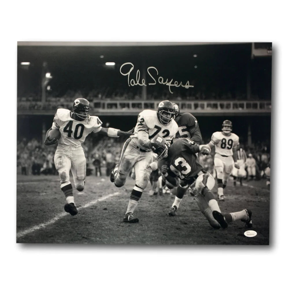 Gale Sayers Signed Chicago Bears 16X20 Photo COA JSA B&W Autograph Running