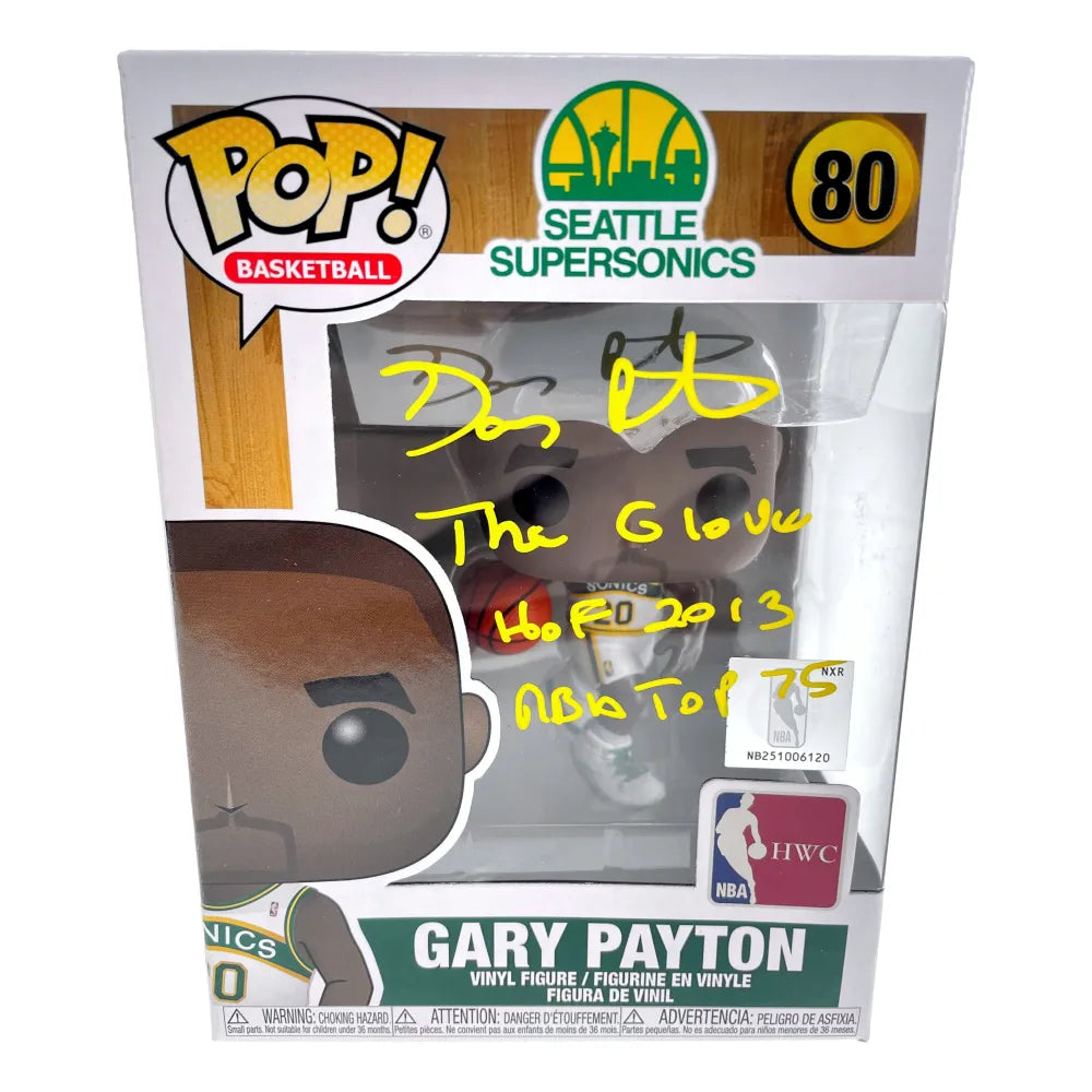 Gary Payton Autographed Funko Pop Seattle Sonics Inscribed #80 JSA COA Signed