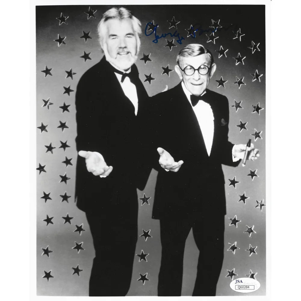 George Burns Signed 8x10 Photo JSA COA W/ Kenny Rogers Autograph