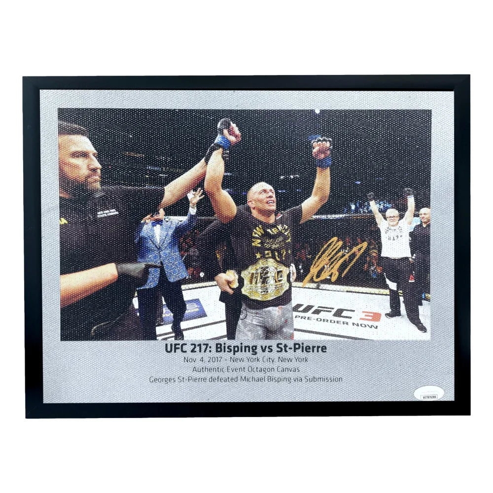 Georges St. Pierre UFC 217 Last Fight Ever Used Canvas Autographed JSA COA GSP