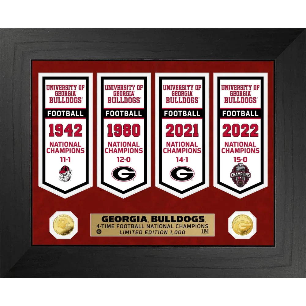 Georgia Bulldogs NCAA Football National Championship Banner / Gold Coin Framed Collage