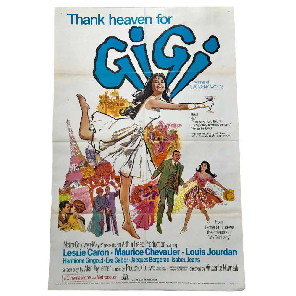 Gigi 1966 Original Framed Re-Release Movie Poster 1St Issue 27X40 Caron Jourdan