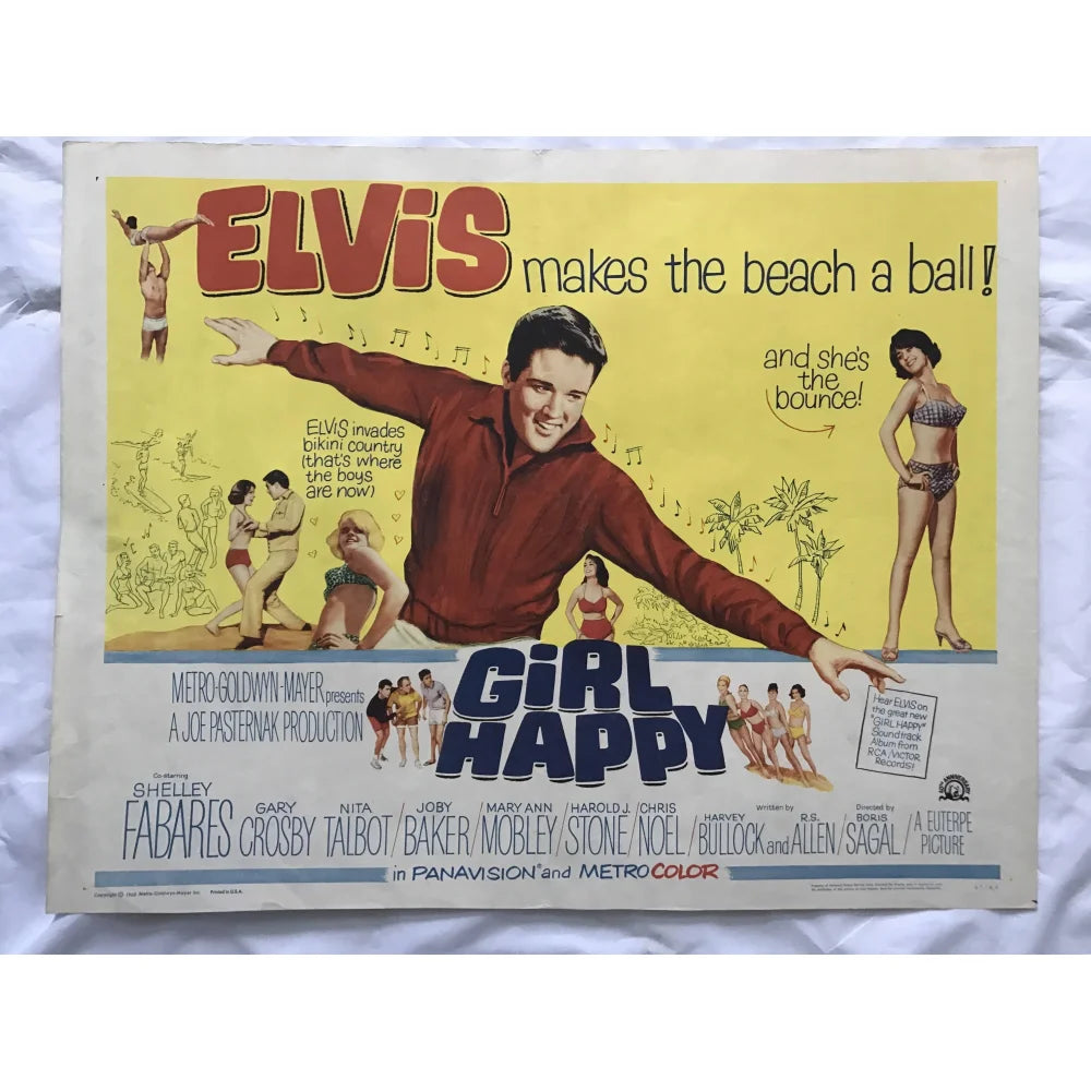 ’Girl Happy’ 1965 Original Movie Poster First Issue 22X28 Elvis Presley