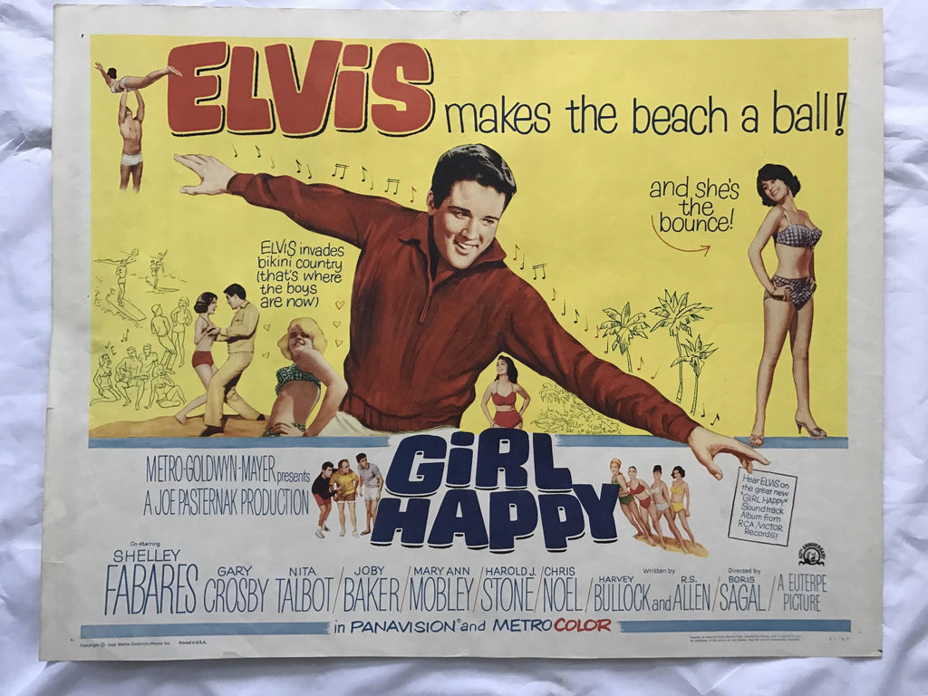 Girl Happy 1965 Original Movie Poster First Issue 22X28 Elvis Presley