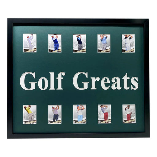 Golf Greats Framed 10 Trading Card Collage Lot Tiger Woods Jack Nicklaus Arnold Palmer