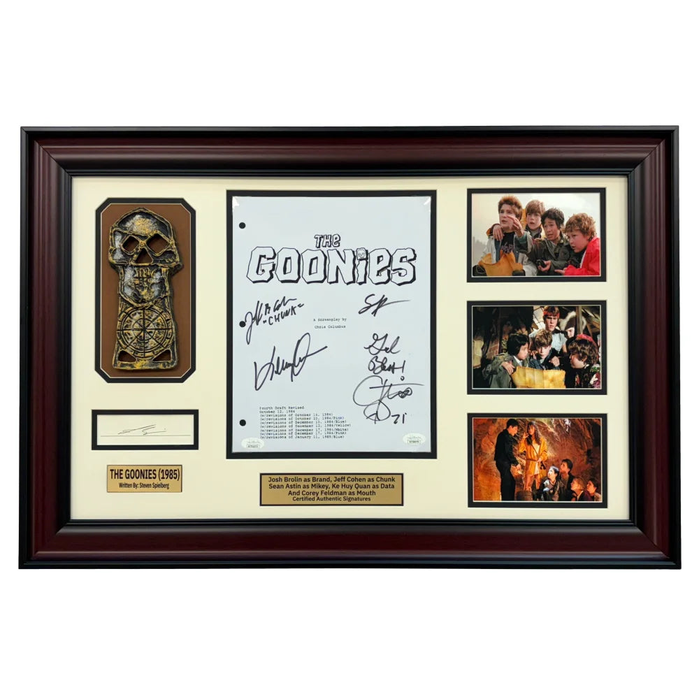 Goonies Cast Signed Framed Script Autographed JSA COA Corey Feldman Movie