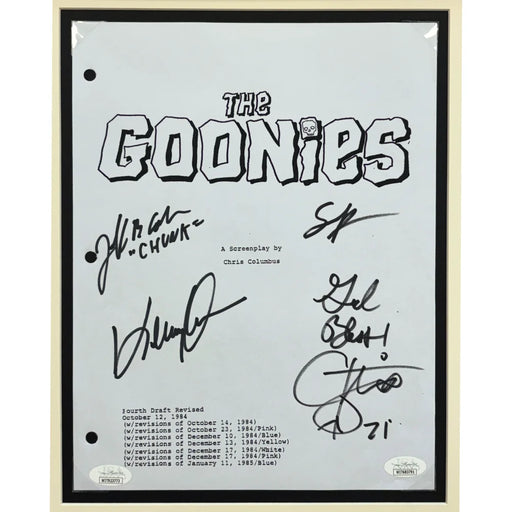 Goonies Cast Signed Framed Script Autographed JSA COA Corey Feldman Movie