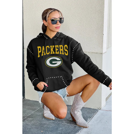 Green Bay Packers Women’s Gameday Couture Studded Catch the Vibe Pullover Hoodie