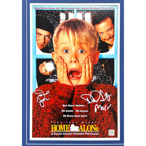 Home Alone Cast Macaulay Culkin Pesci Stern Signed Poster 8x10 Photo Framed JSA Autograph Joe Daniel Movie