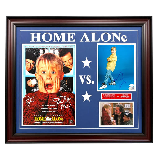 Home Alone Cast Macaulay Culkin Pesci Stern Signed Poster 8x10 Photo Framed JSA Autograph Joe Daniel Movie